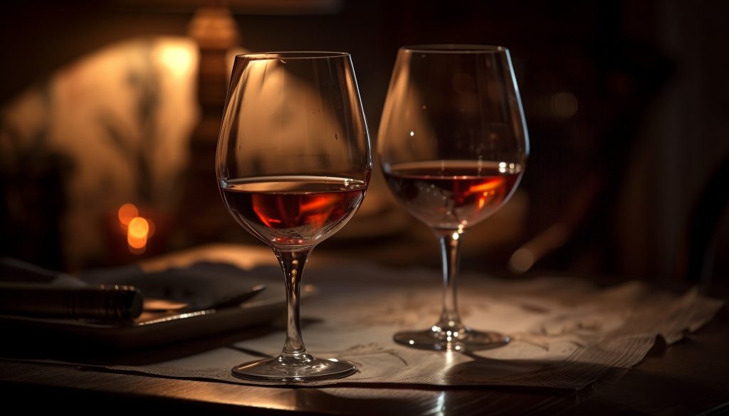 luxury wineglass reflects candlelit elegance of celebration generated by ai luxury wineglass reflects candlelit elegance of celebration generated by ai
